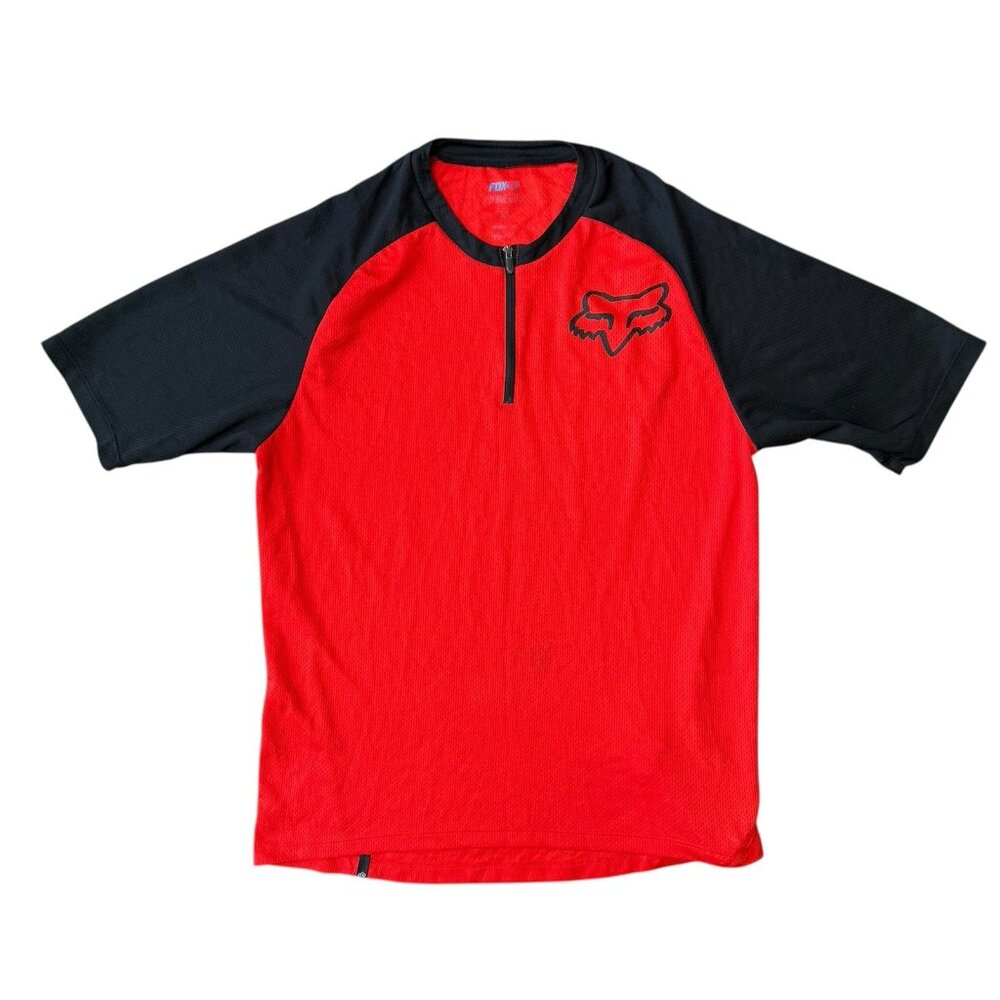 Fox Head Cycling Shirt Mens Medium 1/4 Zip Short Sleeve Red